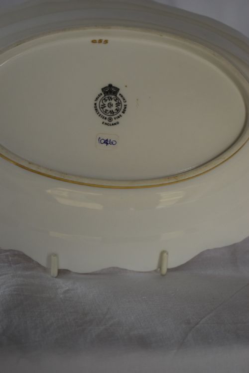 ROYAL WORCESTER PAIR OF OVAL PAINTED FRUIT DESSERT DISHES STAR EDGE DECORATED BY H AYRTON - ADDITIONAL PHOTO 3