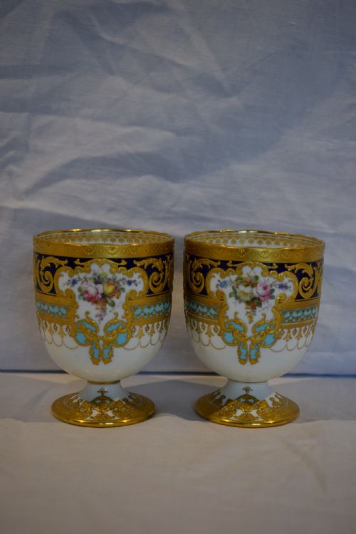 royal crown derby pair of goblets from the judge gary service - CATEGORY: ANTIQUE CERAMICS - DATED 1910