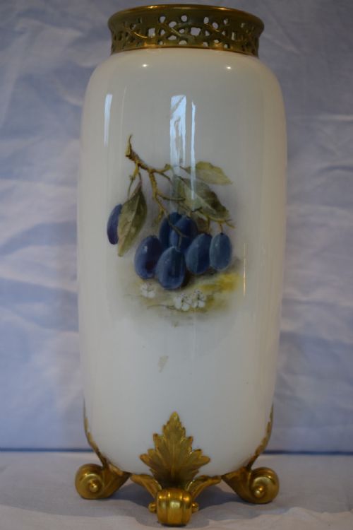 ROYAL WORCESTER PAINTED FRUIT SPILL VASE BY RICKETTS - ADDITIONAL PHOTO 2
