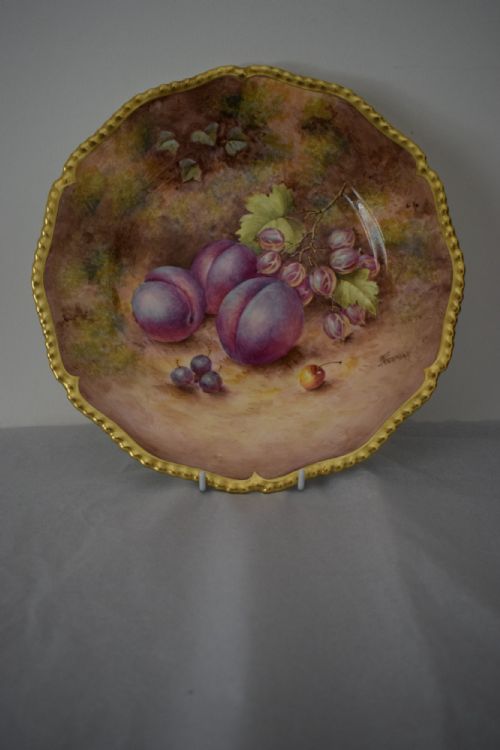 royal worcester large rope edge plate signed freeman - CATEGORY: ANTIQUE PLATES - DATED 1960
