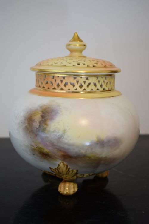ROYAL WORCESTER 3 PIECE POT POURRI SIGNED JAS STINTON - ADDITIONAL PHOTO 1