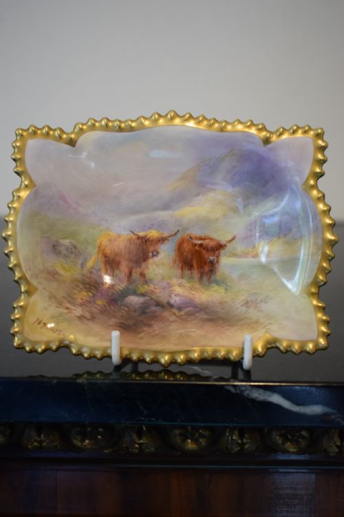 royal worcester bon bon dish signed h stinton - CATEGORY: ANTIQUE CERAMICS - DATED 1930