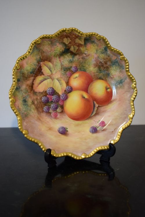 royal worcester star edge painted fruit plate by h ayrton - CATEGORY: ANTIQUE CERAMICS - DATED 1960