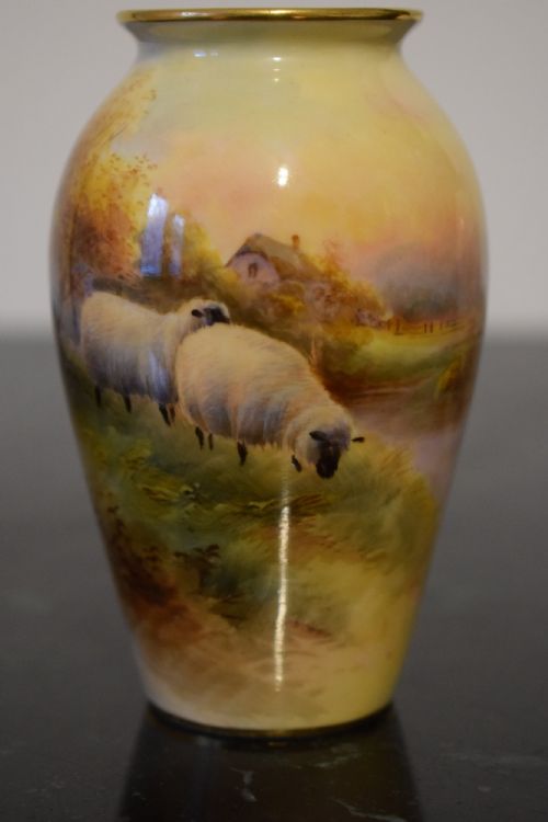 ROYAL WORCESTER PAIR OF SMALL VASES BY HARRY DAVIS - ADDITIONAL PHOTO 1