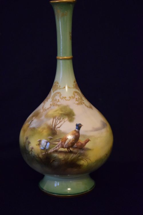 HADLEYS WORCESTER PAIR OF ARTIST SIGNED VASES - ADDITIONAL PHOTO 2