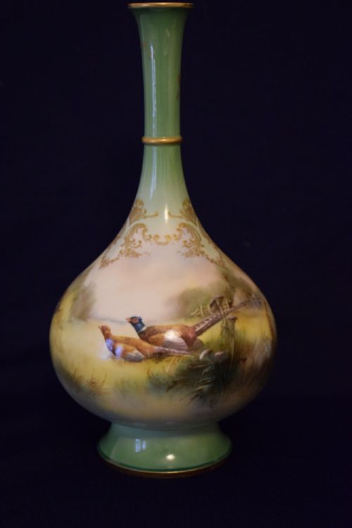 HADLEYS WORCESTER PAIR OF ARTIST SIGNED VASES - ADDITIONAL PHOTO 3