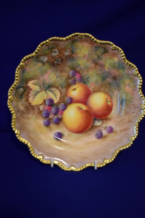 royal worcester painted fruit star edge plate signed h ayrton - CATEGORY: ANTIQUE PLATES - DATED 1960
