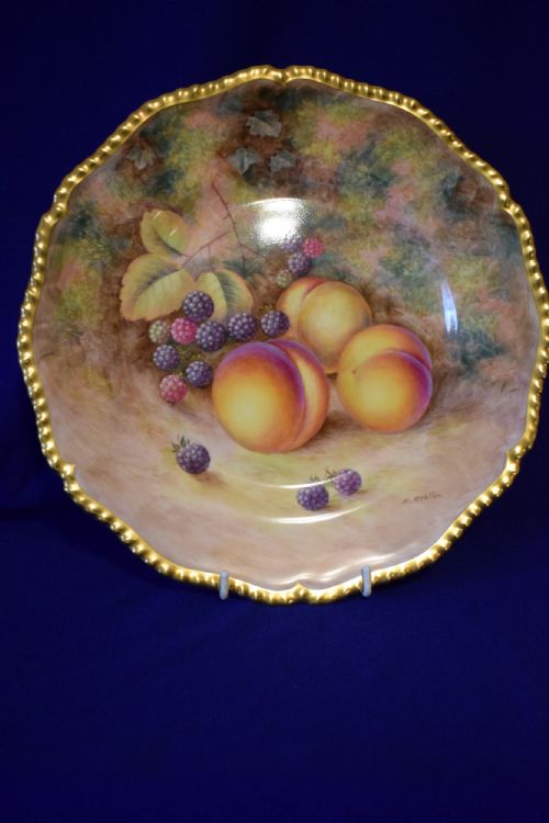 royal worcester large rope edge painted fruit plate - CATEGORY: ANTIQUE PLATES - DATED 1960
