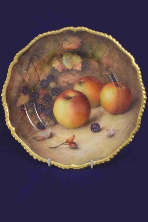 royal worcester painted fruit rope edge plate signed r sebright - CATEGORY: ANTIQUE PLATES - DATED 1930