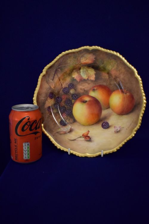 ROYAL WORCESTER PAINTED FRUIT ROPE EDGE PLATE SIGNED R SEBRIGHT - ADDITIONAL PHOTO 1