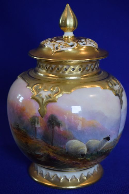 royal worcester pot pourri vase by harry davis - CATEGORY: ANTIQUE VASES - DATED 1920