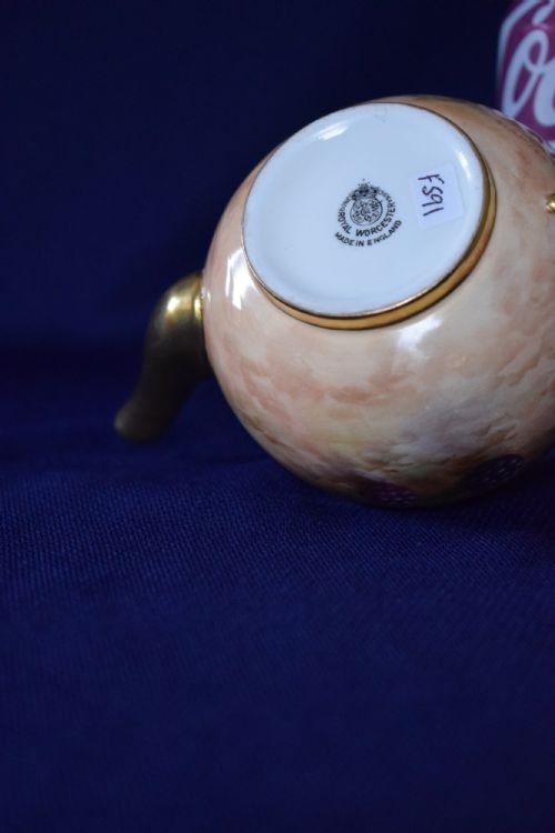 ROYAL WORCESTER PAINTED FRUIT SMALL TEA POT SIGNED H AYRTON - ADDITIONAL PHOTO 3