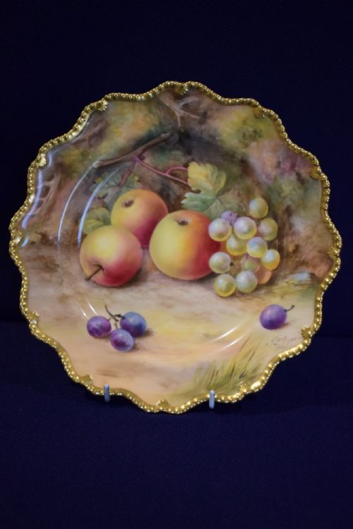 royal worcester painted fruit star edge plate - CATEGORY: ANTIQUE PLATES - DATED 1920