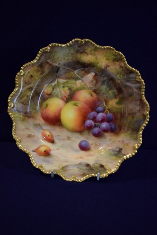 royal worcester painted fruit star edge plate - CATEGORY: ANTIQUE PLATES - DATED 1920