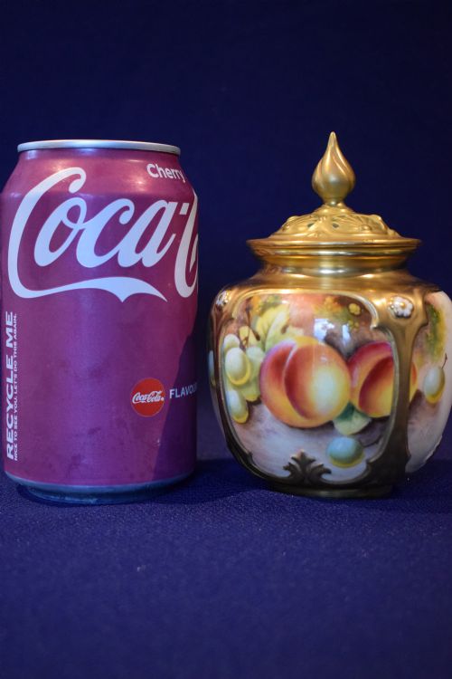 ROYAL WORCESTER PAINTED FRUIT POT POURRI VASE - ADDITIONAL PHOTO 2