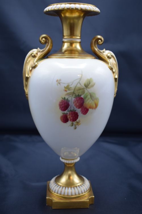 ROYAL WORCESTER PAINTED FRUIT VASE BY HH PRICE - ADDITIONAL PHOTO 1