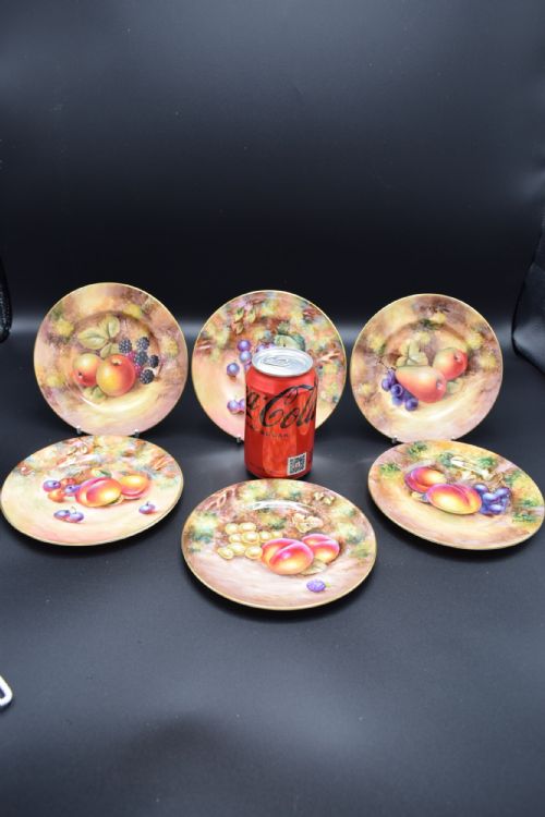 ROYAL WORCESTER PAINTED FRUIT TEA SET FOR 6 - ADDITIONAL PHOTO 2