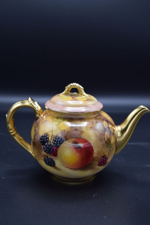 ROYAL WORCESTER PAINTED FRUIT TEA SET FOR 6 - ADDITIONAL PHOTO 12