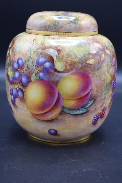 ROYAL WORCESTER PAINTED FRUIT GINGER JAR BY FREEMAN - ADDITIONAL PHOTO 1
