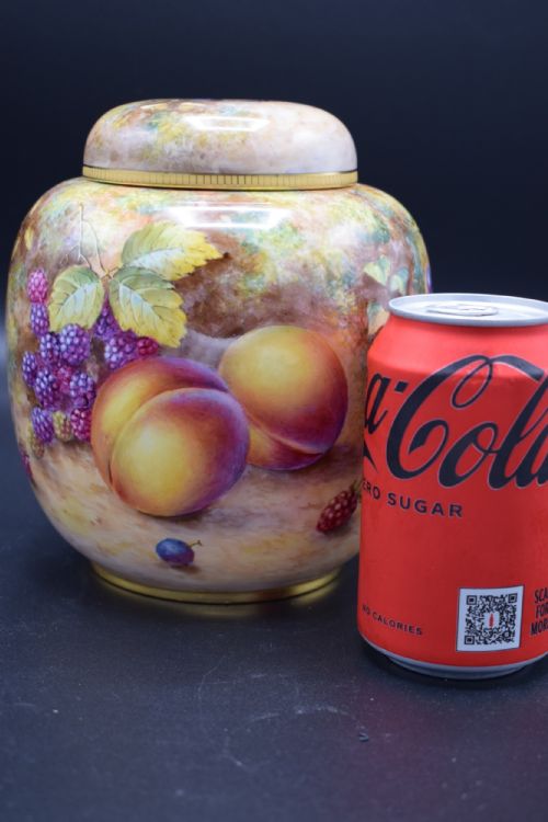 ROYAL WORCESTER PAINTED FRUIT GINGER JAR BY FREEMAN - ADDITIONAL PHOTO 3