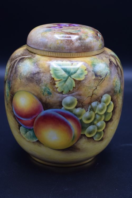 ROYAL WORCESTER PAINTED FRUIT GINGER JAR BY JOHN SMITH - ADDITIONAL PHOTO 1