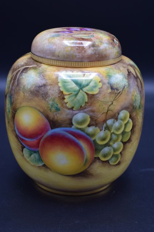 ROYAL WORCESTER PAINTED FRUIT GINGER JAR BY JOHN SMITH - ADDITIONAL PHOTO 2