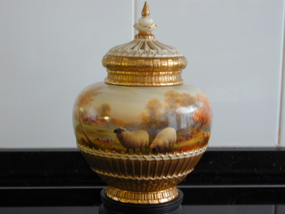 Royal Worcester 3 piece pot pourri vase by Harry Davis