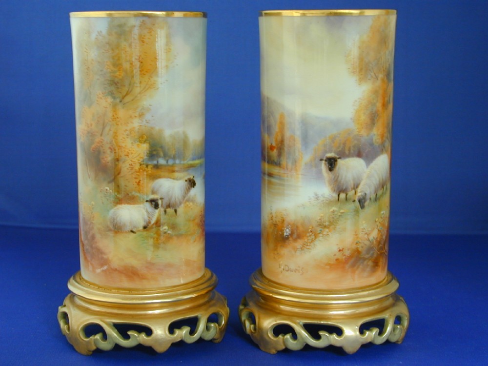 Royal Worcester pair of vases by harry Davis