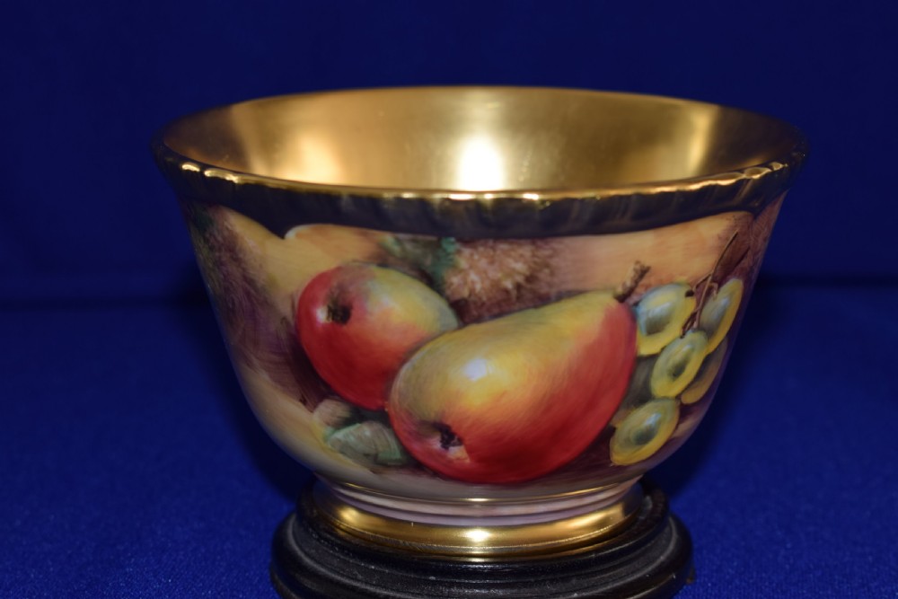 Royal Worcester fruit painted rope edge sugar bowl