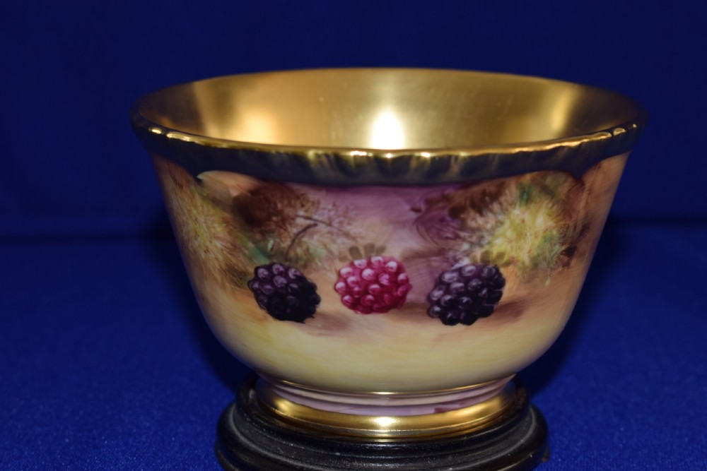 Royal Worcester fruit painted rope edge sugar bowl View II