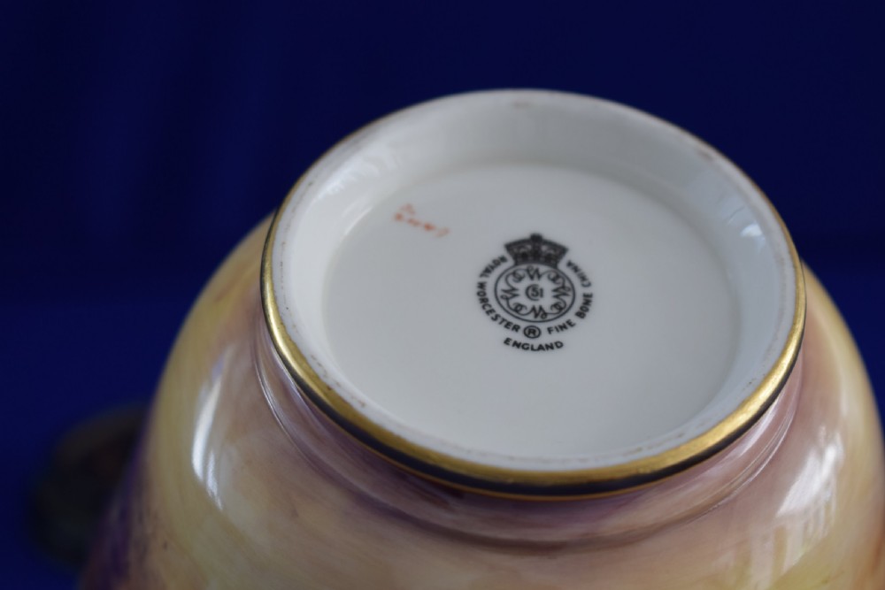 Royal Worcester fruit painted rope edge sugar bowl View III