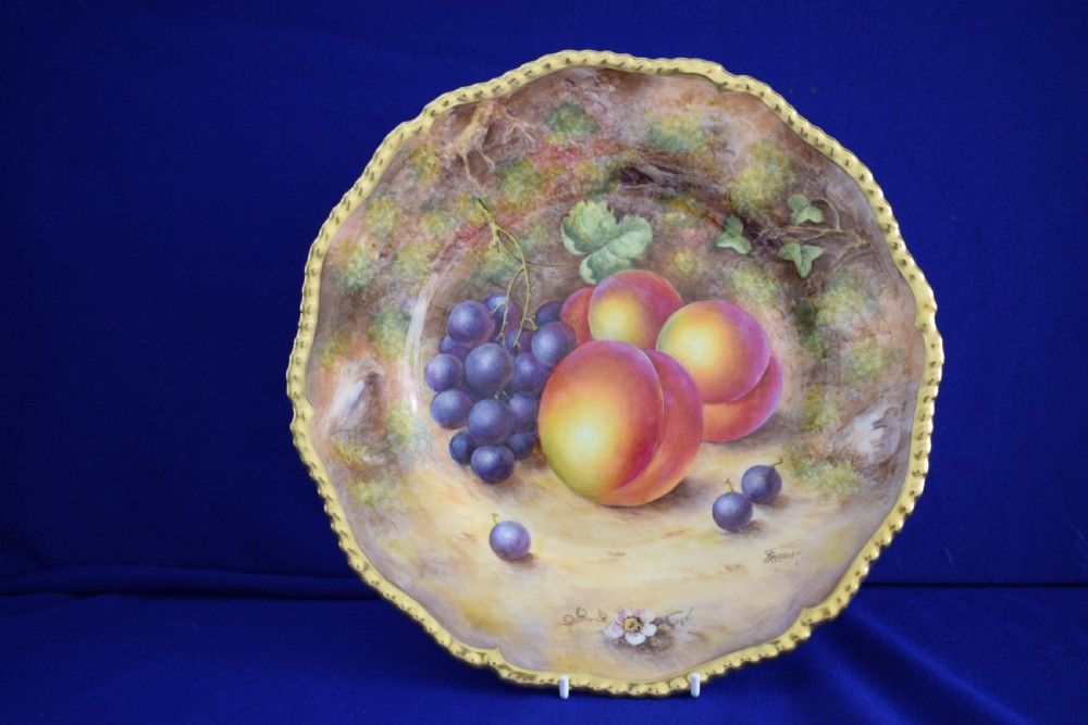 Royal Worcester fruit painted large rope edge dinner plate