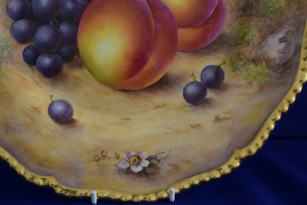 Royal Worcester fruit painted large rope edge dinner plate View II