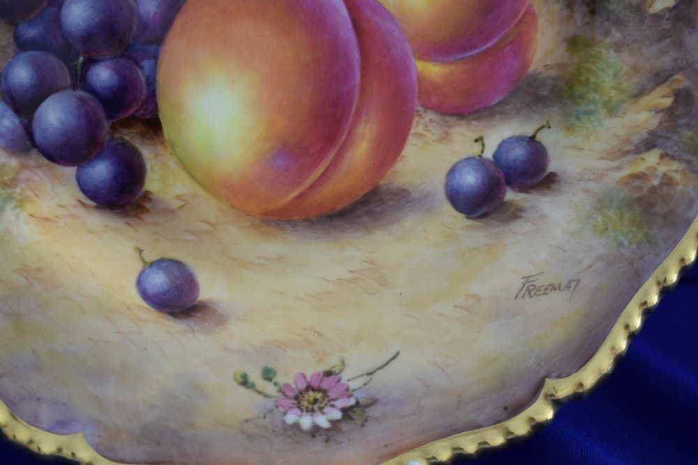Royal Worcester fruit painted rope edge large size plate. View II