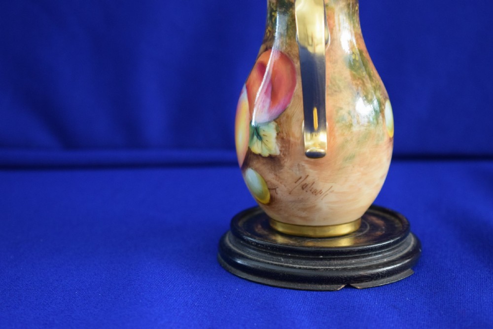 Royal Worcester fruit painted miniature coffee pot View III