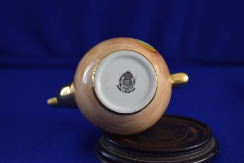 Royal Worcester fruit painted miniature coffee pot View IV