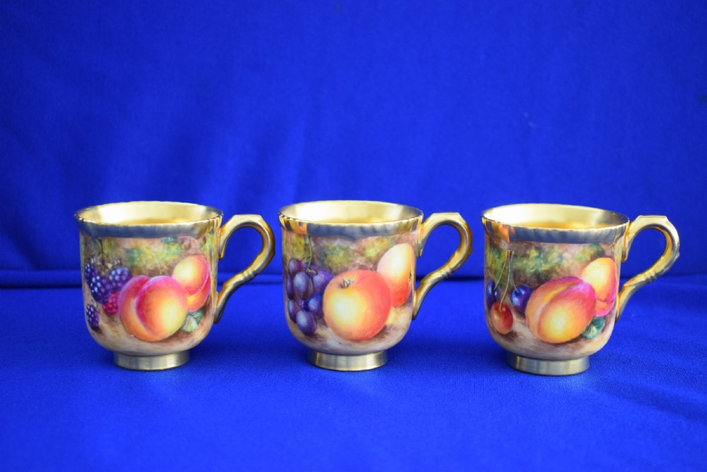 Royal Worcester set of 6 fruit painted coffee cups and saucers View V