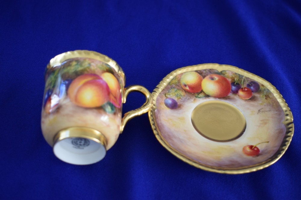 Royal Worcester set of 6 fruit painted coffee cups and saucers View VII
