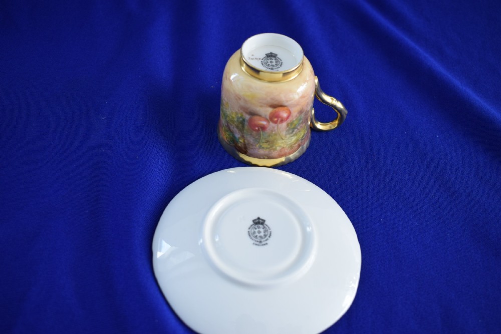 Royal Worcester set of 6 fruit painted coffee cups and saucers View VIII