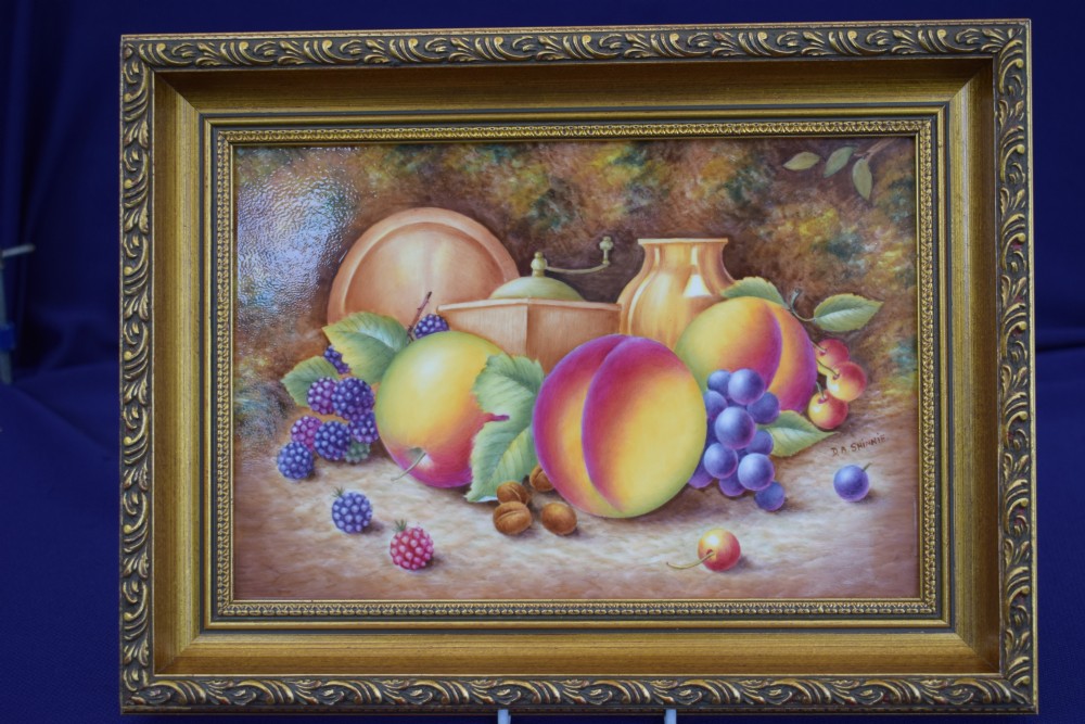 Royal Worcester fruit painted plaque by DA Shinnie