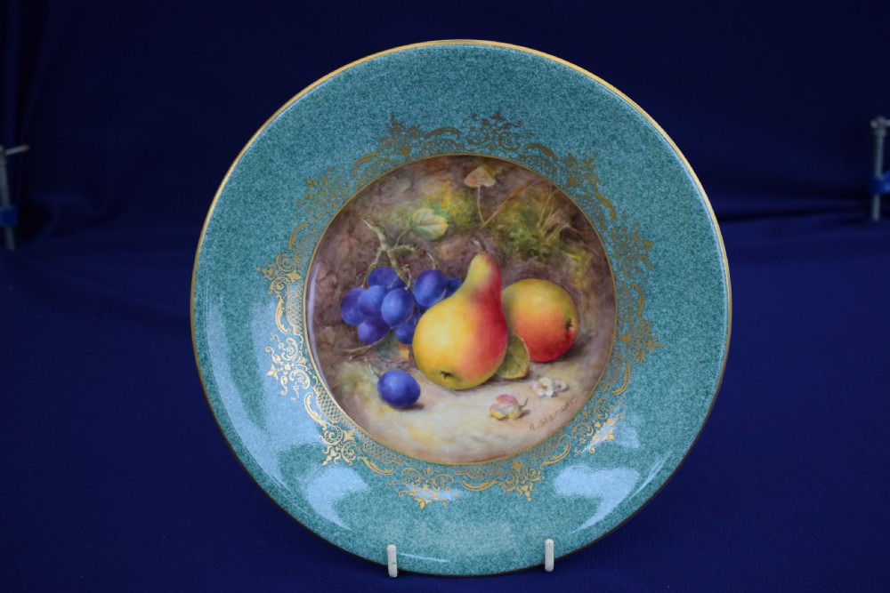 Royal Worcester fruit painted cabinet plate signed Sebright