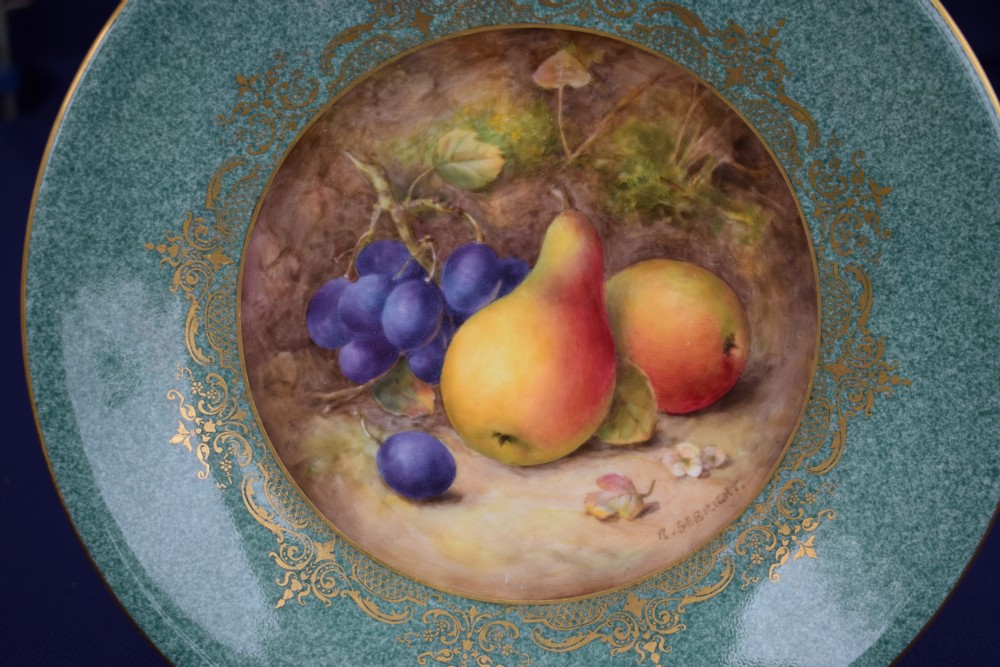 Royal Worcester fruit painted cabinet plate signed Sebright View II