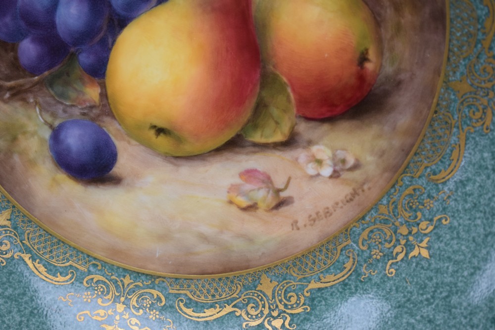Royal Worcester fruit painted cabinet plate signed Sebright View IV