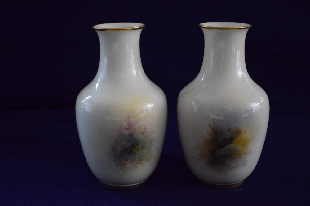 Royal Worcester pair of vases signed H Stinton View IV