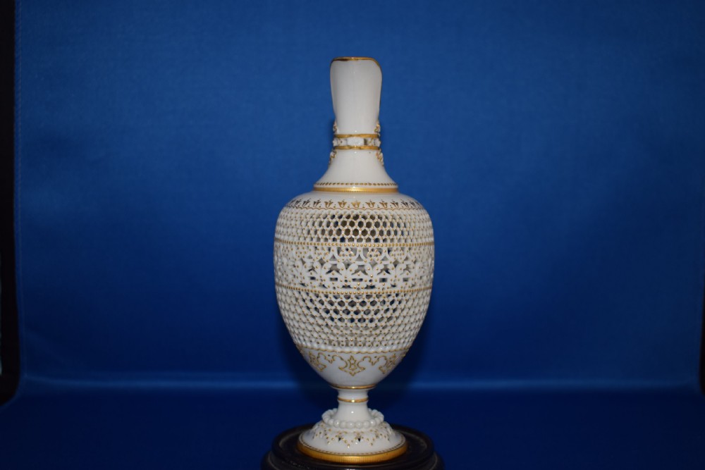 Royal Worcester reticulated ewer signed George Owen View III