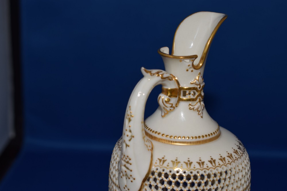Royal Worcester reticulated ewer signed George Owen View V