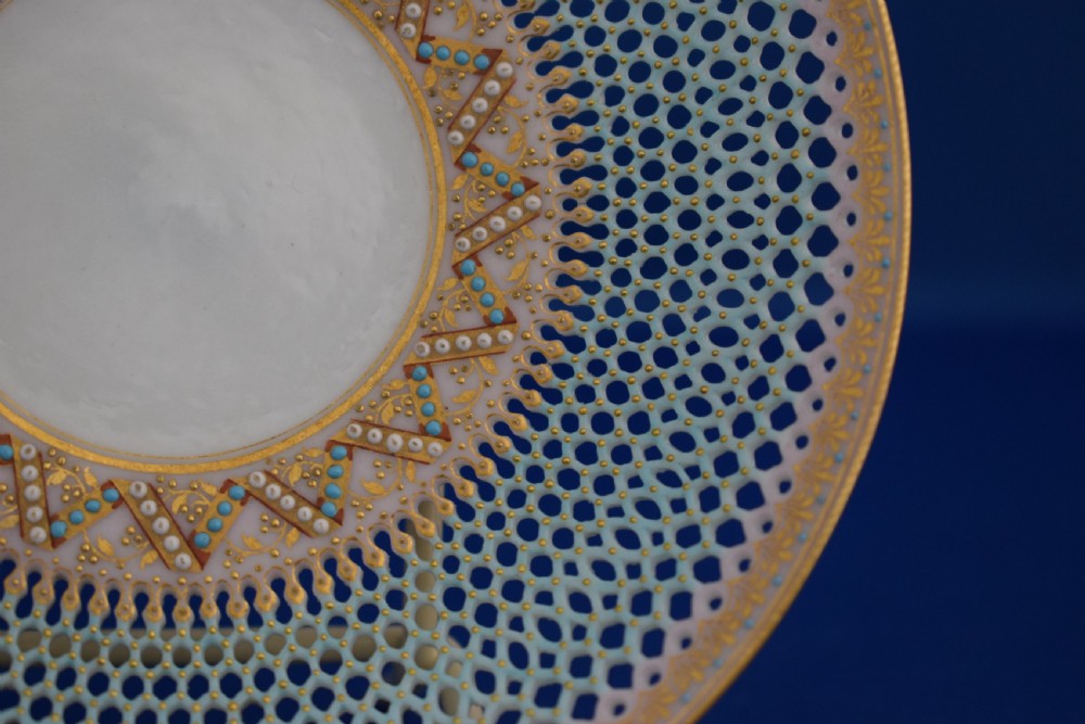 Royal Worcester reticulated cup and saucer by George Owen View III