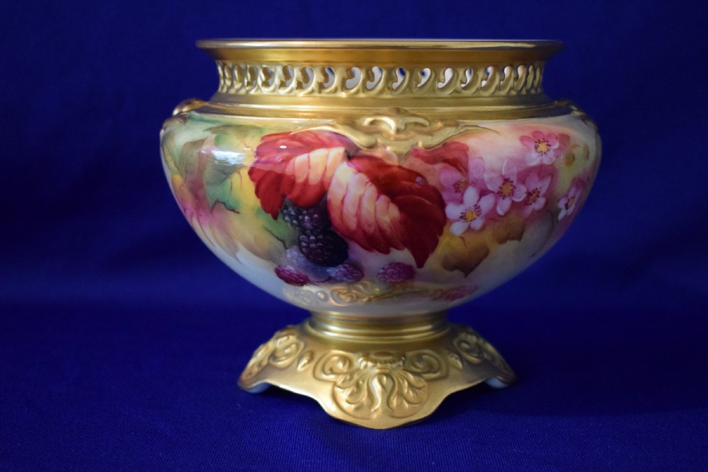 Royal Worcester jardinière decorated by Kitty Blake