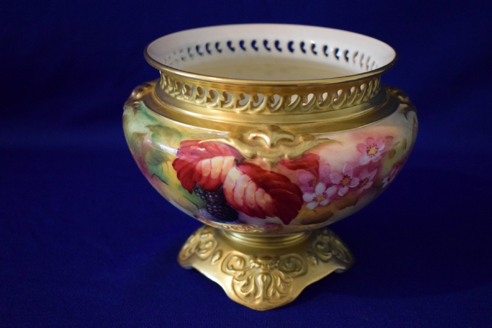 Royal Worcester jardinière decorated by Kitty Blake View II