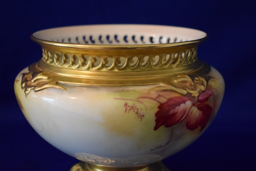 Royal Worcester jardinière decorated by Kitty Blake View IV
